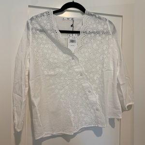 NWT Mango 100% Cotton White Eyelet Blouse
